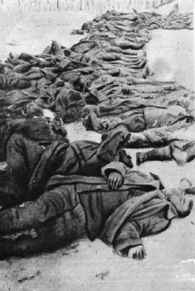 Bodies of POWs in the Zimovniki POW camp, near Stalingrad